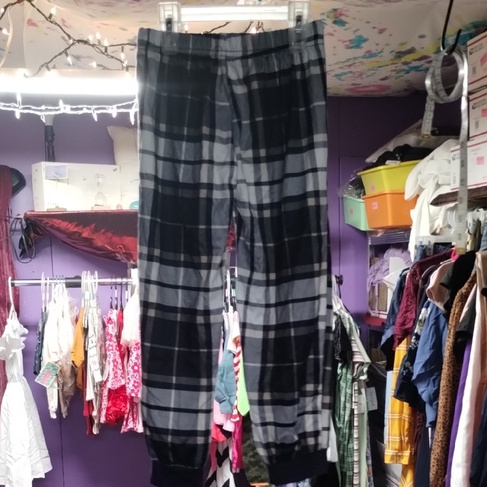 Kids Plaid Lounge Pants in Black and Gray
